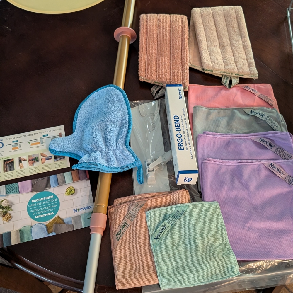 Bundle Of Norwex Cleaning Items: Mighty Mesh Scrubber, Mop System, Etc.